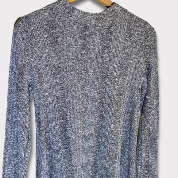 Mossimo Heathered Gray Wide Ribbed Knit Mock Neck Long Sleeve Swing Dress - Picture 5 of 9